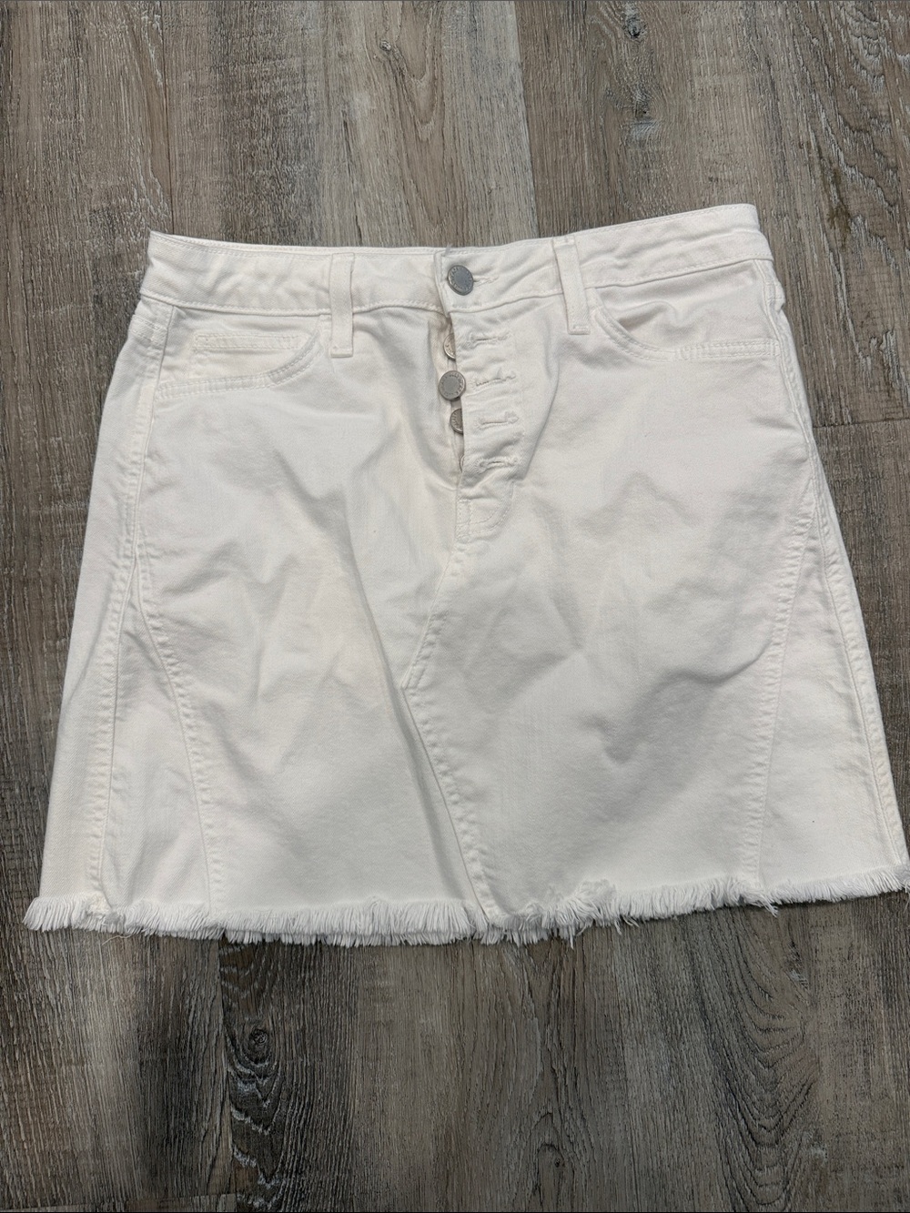 Just Black White Frayed Hem Denim Skirt sz l